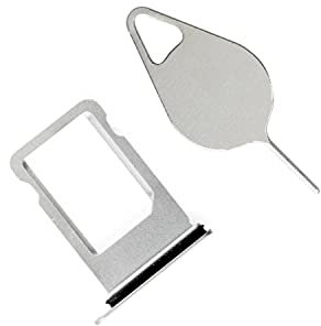 OnlyTech - SIM Card Tray/Holder Compatible with iPhone 8 Plus Grey/Silver - With Installed Waterproof Ring + Extraction Tool