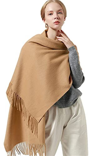 UKKO Kaschmirschal Wollschal Frauen Warme Tücher Winter Kaschmir Wollschals-Camel,180X60Cm