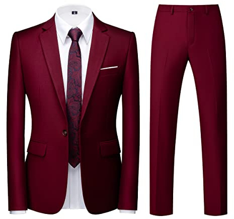 KUDORO Costume Homme 2 pièces Slim Fit Smoking à Un Bouton Blazer Pantalon