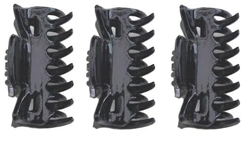 Pack of 3 Small Mini 4cm Black Plastic Hair Claws Clips Clamps Jaw Clips for Women Girls by Glitz4Girlz
