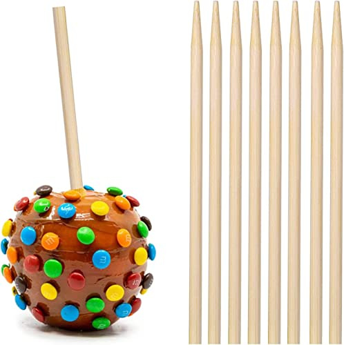 YESTOO 150 pcs Thick Candy Apple Sticks,Caramel Apple Sticks,5.5 Inch Long, 5mm Thick,Semi Point, Bamboo Skewers for Corn Dog, Corn Cob, Kabob, Lollipop, Grill