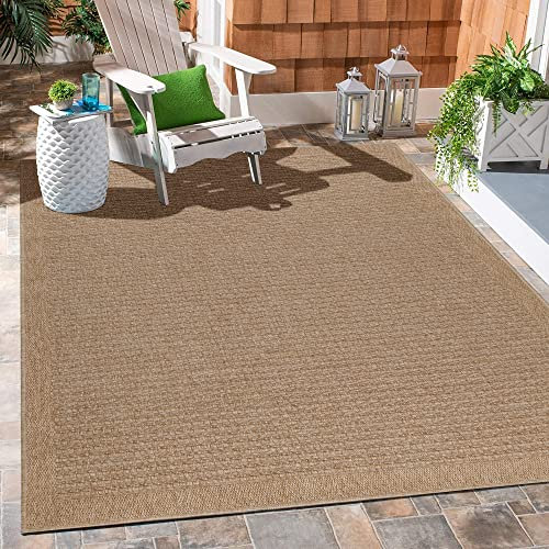 Carpetsale24 In & Outdoor Teppich 200x290 cm – Flachgewebe Teppich für Balkon, Wohnzimmer & Garten – Pflegeleicht, Wetterfest & Modern in Jute-Optik