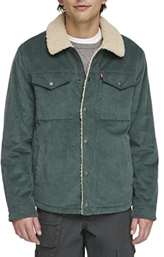 Levi's Men's Corduroy Sherpa Lined Trucker Jacket, Atlantis Wide Wale Corduroy, L