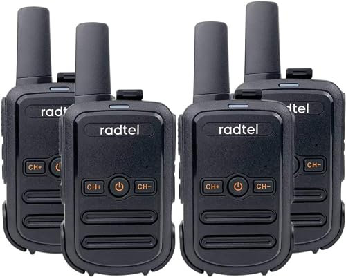 Radtel RT12 PMR 446 Walkie Talkie Recargable 16 Canales de Radio sin Licencia CTCSS DCS Walky Walky Radio con Carga USB para la construcción Restaurante Supermercado(4 Pack) (Negro)