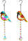 Sonnenfänger aus Buntglas, kleine Vögel, Regenbogenmacher, Kristallprismen, zum Aufhängen, Sonnenfänger für Fenster, bunte Metall-Vögel, Wandkunst, Zaun-Dekorationen, 2 Stück