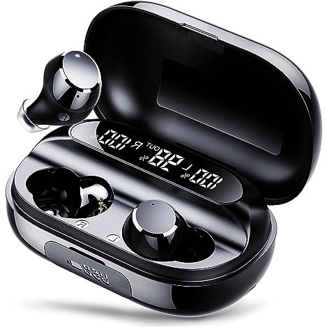 LNBEI S20 Wireless Earbuds-Ipx7 Waterproof Bluetooth Headphones, Hi-Fi Stereo Sports Wireless Earphones, Lcd Digital Display Wireless Sport Earbuds, Suitable for Exercise, Commuting
