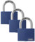 ABUS Vorhängeschloss T65AL/40 myLOCK - individuell beschreibbar - Spindschloss - massiver Aluminium-Schlosskörper - ABUS-Sicherheitslevel 5 - Blau (Packung mit 3)