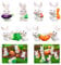 Koonafy 10 Stück Osterhasen Figuren Harz + 8 Stücke Gemüse Ornament, Miniatur Kaninchen Figur Hase Tierfigur Garten Mikrolandschaft für Fee Garten Hof Rasen Ornament Mini Hase Deko