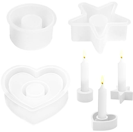 3 Stück Silikonform Kerzenhalter, Silikonformen GießFormen, Silikonform Kerzenhalter Kerzen, Halloween DIY Gießform Kerzenhalter, Harz Epoxid Stabkerzenhalter Silikonform für DIY Kerzenständer