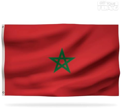 Drapeau Marocain Premium 90x60cm - Drapeau du Maroc Résistant et de Haute Qualité avec 2 œillets métalliques - Soyez fier de vos couleurs !