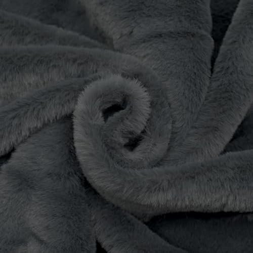 STOFFKONTOR Fellimitat Kunstfell Stoff Super Soft - Meterware, Farbe Dunkel-Grau - zum Nähen von Bekleidung und Homeaccessoires