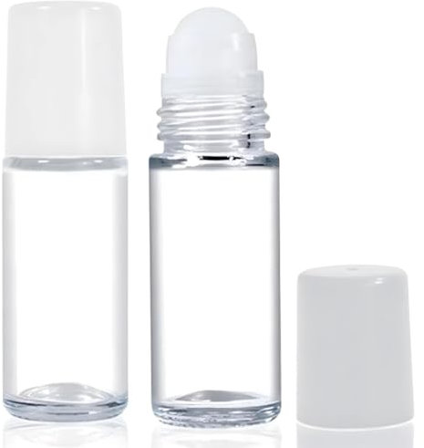 Essenciales Flacon Roll On rechargeable 50 ml 2 flacons en verre transparent sans fuite - Rollon facile à mettre et à retirer