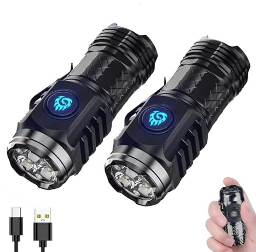 PKKP Mini linterna con monstruo de tres ojos, linterna LED resistente al agua, extremadamente brillante, recargable por USB, con 5 modos de luz, mini lámpara de mano para camping, senderismo,