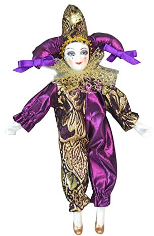 Harilla Bunte Harlekin-Puppe, Winkelmodell, Porzellan Triangel Puppe für Schreibtischdekoration - Einzigartiges Geschenk für den Desktop, Violett