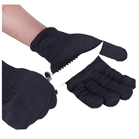 MOVMA Gants résistants aux coupures Gants résistants à l'usure et aux coupures en fil d'acier de grade 5, gants résistants aux coups de poignard, gants en fil d'acier inoxydable, auto-défense