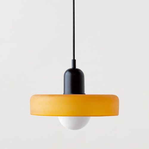 TPWEWRX Nordische moderne Makronen Pendelleuchte mit Glas Lampenschirm Kücheninsel Hängelampe Wohnzimmer Schlafzimmer Art Deco Pendelleuchten Kronleuchter (Orange 3)