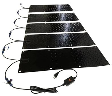 Tapis de passerelle en caoutchouc for fonte de la neige, avec cordon d'alimentation, tapis de fonte de la neige et de la glace, tapis chauffant antidérapant, connexion for allée chauffée, 5 pièces Eff