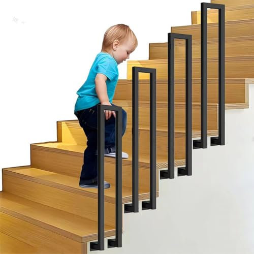 YCZHD Nordic Seitlich Montierte Geländer,U-förmige Geländer Treppe,Einfache Zäune,Loft Innenhaushalt Innen Einfache Selbstinstallation Duplex Treppengeländer (Size:U 35cm,Color:Schwarz)
