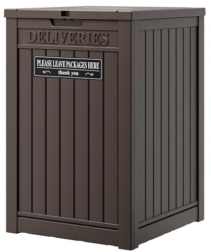 Package Delivery Box for Porch, 48 Gallon Storage Box with Lockable Secure, Large Double Wall Resin Outdoor Package Delivery and Waterproof Deck Box