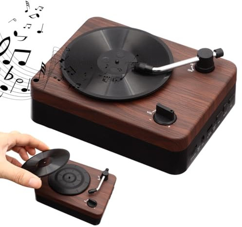 Giradischi vintage con grani di legno con BT 5.0, lettore musicale portatile