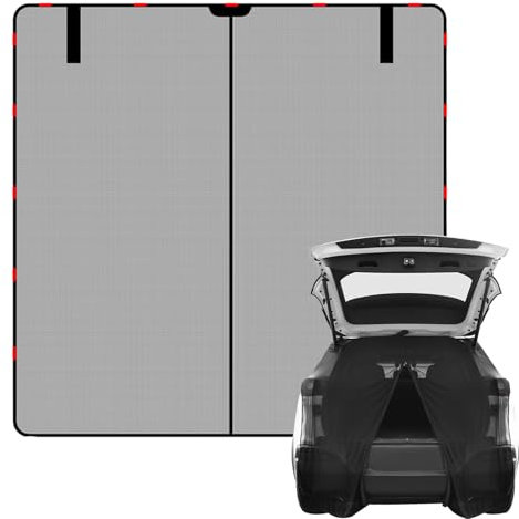 MOZMY Flügeltür Kofferraumabdeckung Sonnenschutz, 162 * 150cm moskitonetz heckklappe,fliegengitter Auto heckklappe für Dach Caravan Wohnmobil Wohnwagen Camping Zubehör