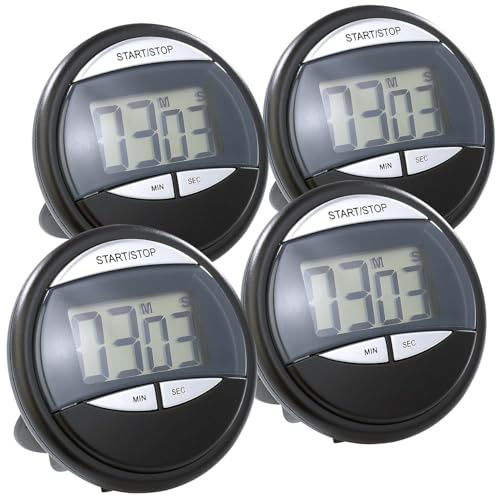 PEARL Küchenuhr Digital Timer: 4er-Set digitale Küchen-Timer mit Magnethalterung, klappbarem Standfuß (Digitaler und Stoppuhr, Elektronische Küchen, Küche)