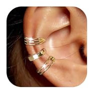 BVLAGIDA 3 Stück Ear Cuff für Damen Ohrmanschette Ohrringe 14K Gold Earcuff Fake Helix Knorpel Ohrklemme mit Geschenkbox
