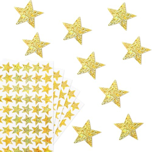 540 Stück Laser Glitzer Sterne Aufkleber Selbstklebend Sticker Etiketten für Weihnachten Weihnachtsdeko Basteln Geschenkbeutel DIY Handwerk Scrapbooking Umschlagsiegel Dekoration