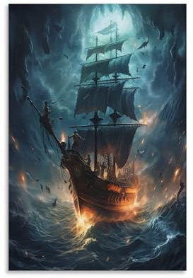 UNRXJZLVM PiRattee Schiff Poster;Wandbild Kunstdruck Wand-DekoRatteionen Mit Eindrucksvollen Farben 20x30inch(50x75cm)