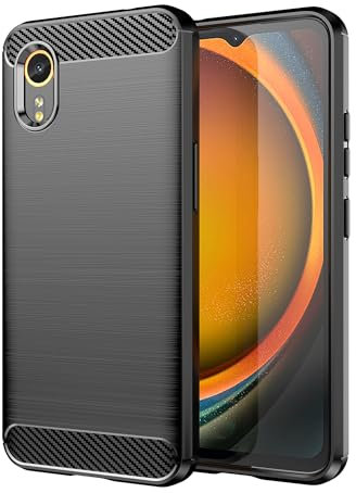 owlhold Cover per Samsung Galaxy XCover 7, Custodia Spazzolata e Fibra di Carbonio Morbido Silicone TPU Slim Fit Case, Antiurto, Antigraffio, Antiscivolo, Protezione Grado Militare, Nero