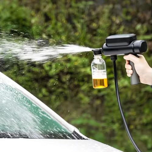Zusammenklappbarer Akku-Hochdruckreiniger, Autowaschanlage-Gewehr 1MPa 130LPH, Wiederaufladbarer Tragbarer Hochdruckreiniger mit 5-in-1-Düse und 5M Schlauch für Autos, Böden, Zäune