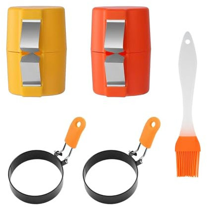4 PCS Egg Cracker Tool Set with 1 Egg Cookers & 1 Silicone Brush - Multifunctional Egg Shell Opener & Easy Egg Peeler, No Mess Egg Cracker for Cooking and Baking, Perfect Egg Separator for Home