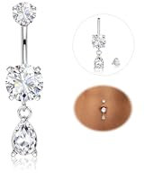 YADOCA 14G Bauchnabelpiercing Titan Silber Gold Piercing Bauchnabel Lang CZ Bauchnabelpiercing Ring Körperpiercing Schmuck