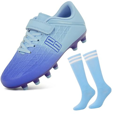 JABASIC Scarpe da Calcio F/G per Bambini e Bambine con Calzettoni da Calcio (26EU,Green Black)