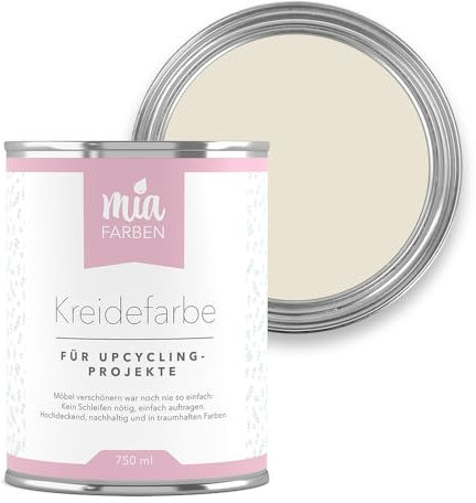 miafarben Kreidefarbe für Möbel 750ml, Möbellack, Möbelfarbe ohne schleifen, Kreidefarbe für Holz (Stiller Morgentau)