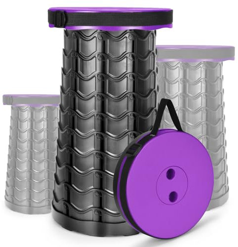 HIGSPE Sgabello Pieghevole Portatile, Aggiornato Sedia Portatile Regolabile in Altezza 6,5~45 cm, Sedie da Campeggio Telescopico per Esterni, Pesca, Barbecue, Viaggi, Giardino