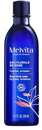 Melvita - Eau Florale de Rose Revitalisante - Lotion Tonique Hydratante et Rafraîchissante - Sans Parfum - 100% Naturelle et - pour Peaux Sensibles - Flacon 200 ml