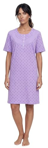 Zeitlos Nachthemd Damen Kurzarm ROSI mit Schleife M-6XL Schlafshirt Knopfleiste Raffung