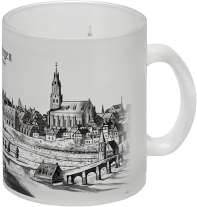 Tübingen 1642 Glas Tasse historisches Design - ideales Souvenir für Tübingen-Liebhaber
