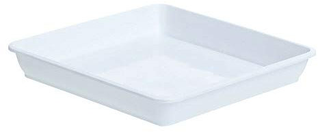 Vassoi quadrati in plastica per piante e piante, raccogli-acqua, vassoio per fiori, per interni ed esterni, per la casa, per il giardino quotidiano, per piante, sottovaso per vasi di fiori (bianco, 18