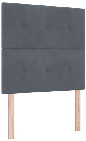 vidaXL Boxspringbett mit Matratze Dunkelgrau 90 x 190 cm Samt, Elegantes Kopfteil, moderner Boxspringbett, rechteckige Matratze und Rahmen, die perfekte Schlaflösung für Dein Zimmer
