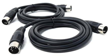 DRUT 2-Pack 5-Pin DIN MIDI Cables, Male to Male, 2m