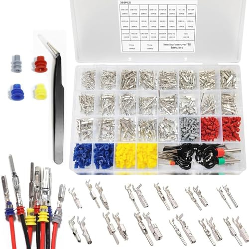 Miyanvuo Kit De Connecteurs Électriques 21 Types | Kit de Bornes de Sertissage | Jeu de Raccords Étanches 1/1.5/1.8/2.2/2.8/3.5mm pour Maison Voiture Moto Industriel Automobile