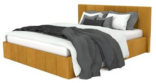 Muralo - Polsterbett 160x200 cm mit Bettkasten und gestepptem Kopfteil - Doppelbett - Ohne Matratze - Jugendbett - Stilvolles Schlafzimmer-Bett - Gelb