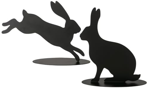 2474U 2er-Set Deko-Hase BLACKY aus Eisen und Einer Höhe von 18 cm – 2 Verschiedene Ausführungen
