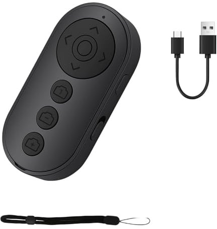 Kamera Fernauslöser, Wiederaufladbare E-Book Fernbedienung mit Page Turner, Bluetooth Fernbedienung Android & iOS Kompatibel mit Kindle, TikTok Scrollen, Zoom, Video Start/Stopp, Selfie Shutter