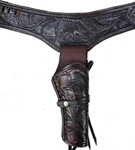 Modestone 357/38 Western Leather Holster Pistolengürtel Rig Revolver 34 Brown