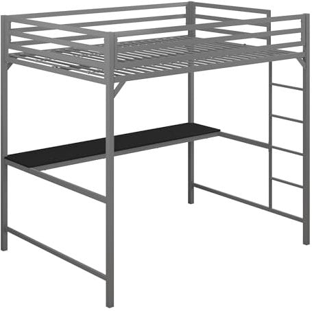 DHP Miles Metal Loft Bed w/Desk Silver Double