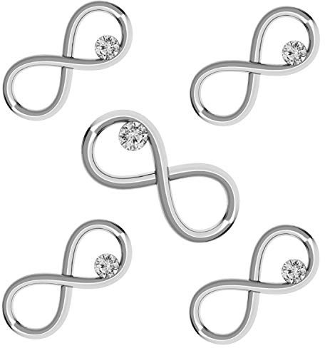 DIY925 5 Stück Verbinder Infinity Unendlichkeit Zirkonia weiß Carrier 925 Sterling Silber 16mm Anhänger in Juweliers- Qualität