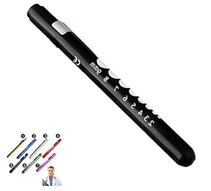 Penna con mini torcia, ideale per le diagnosi mediche, riutilizzabile, con luce LED, per uso domestico, esterno, per dottori, infermieri, soccorritori, 1 confezione, colore: nero